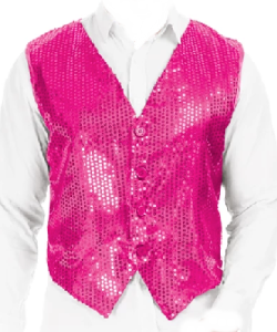 70s Costume Pink Sequin Vest - Mens Disco Costumes